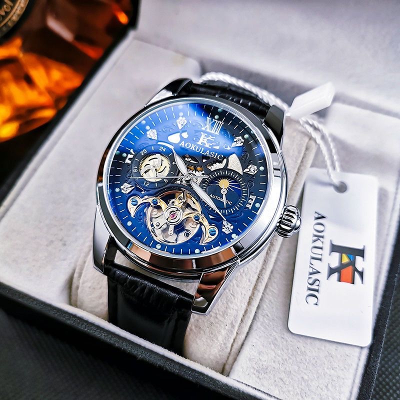 Men's Mechanical Skeleton Watch Automatic Tourbillon Business Gold_voghion.com
