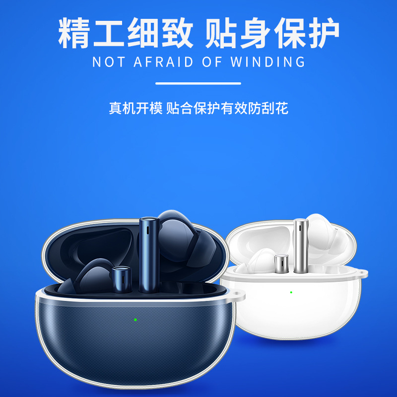 Adecuado para realme buds air3, funda para auriculares, funda protectora Bluetooth, carcasa suave transparente de TPU, patrón de impresión en color