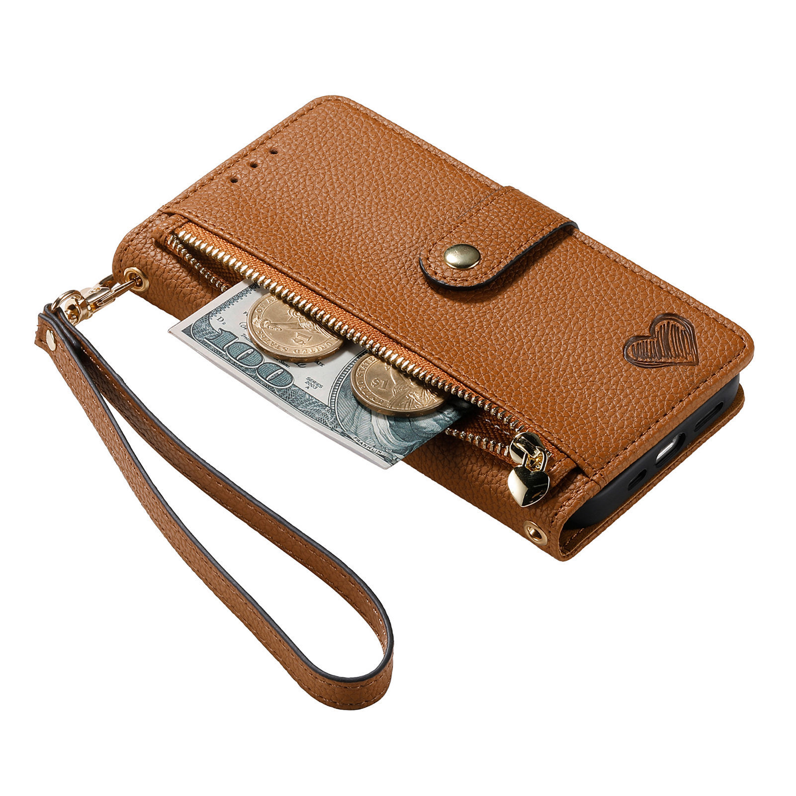 109g Weight iPhone Applicable Brands Phone Cases Classification tpu, Pu Leather Material Heart Shape, Solid Color Pattern Basic Style Heart Shape Solid Color Tpu Pu Leather Wallets 18