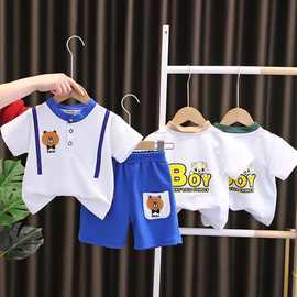 男童夏装套装新款男孩卡通短袖两件套洋气中小童宝宝背心炸街爆款