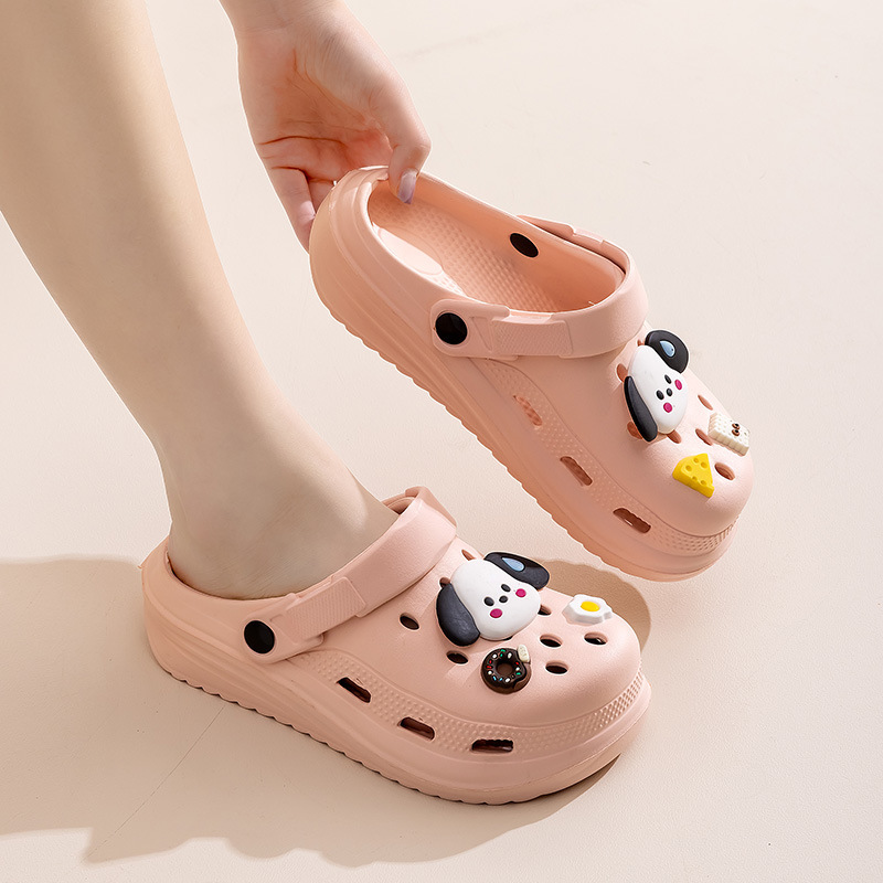 Qida Shun New Women's Clog Shoes Summer Cute DIY Shoe Flower Beach Shoes Drifting Sandals Breathable Garden Shoes