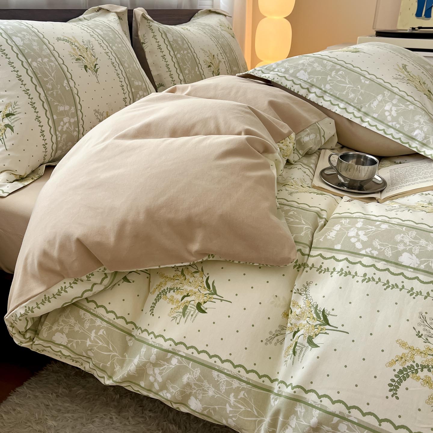 Algodón grueso de cuatro piezas, sábanas de algodón lavado con agua, dormitorios de estudiantes, tres piezas