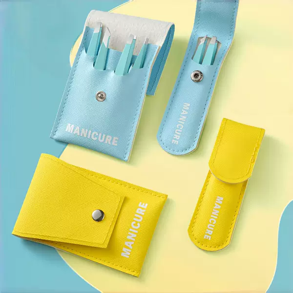 Spot Factory Direct Supply Stainless Steel Classic Blue Yellow Tweezers Set 4-Piece/2-Piece Beauty Tools