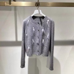 伊*L女装2025秋季新品百搭休闲绵羊毛针织开衫女外套1GA132341