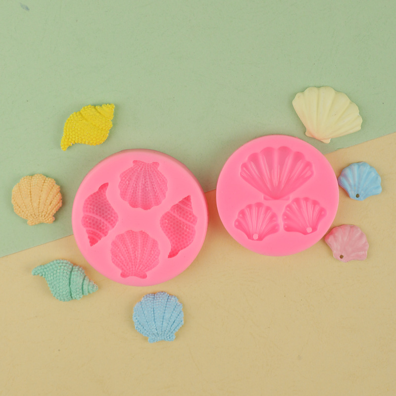 Tema marino serie molde de silicona concha de arcilla epoxi molde de yeso hornear decoración de la torta