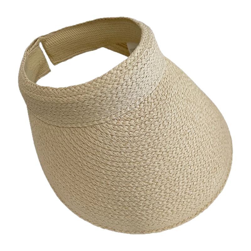 Sombrero de paja UV verano estilo coreano, ala ancha, antiviento, protector solar