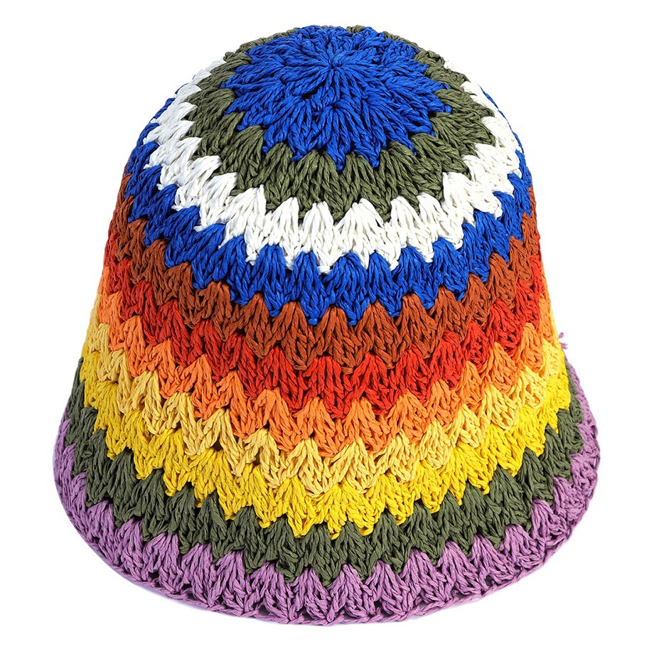 Viajes de verano junto al mar sombrero de paja de ganchillo para mujer pequeño sombrero de protección solar fresco sombrero de paja tejida