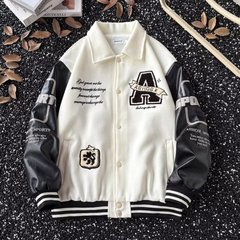 美式复古翻领刺绣夹克男春秋季潮牌高街棒球服休闲宽松重磅夹克男