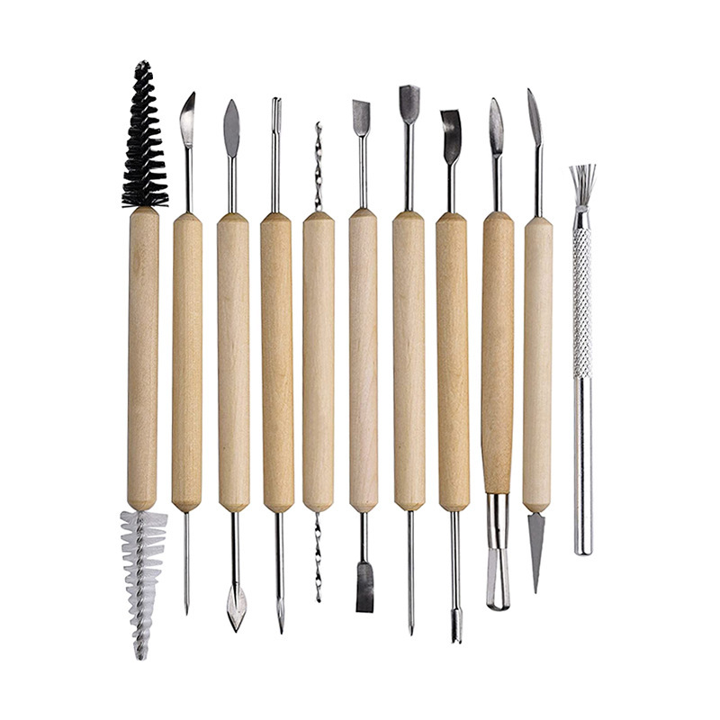 Cross-Border Pottery Tools 11-Piece Set Soft Pottery Clay Modeling Double-Headed Carving Knife Pottery Clay Clay Sculpture Tools Cross-Border Pottery Tools 11-Piece Set Soft Pottery Clay Modeling Double-Headed Carving Knife Pottery Clay Clay Sculpture Tools