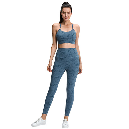 Amazon Women's New Yoga Set Western Style Sports Bra with Print High-Waist Yoga Pants Plus Size Fitness Yoga Wear