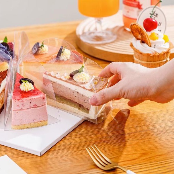 Separador de pastel de mousse triangular, borde duro, corte de pastel, paneles transparentes, paneles rígidos, restaurante de punto oeste, almohadilla de borde de pastel pequeño