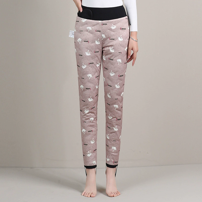 Теплые бархатные зимние брюки с пухом, высокий пояс, slim fit, гусиное перо