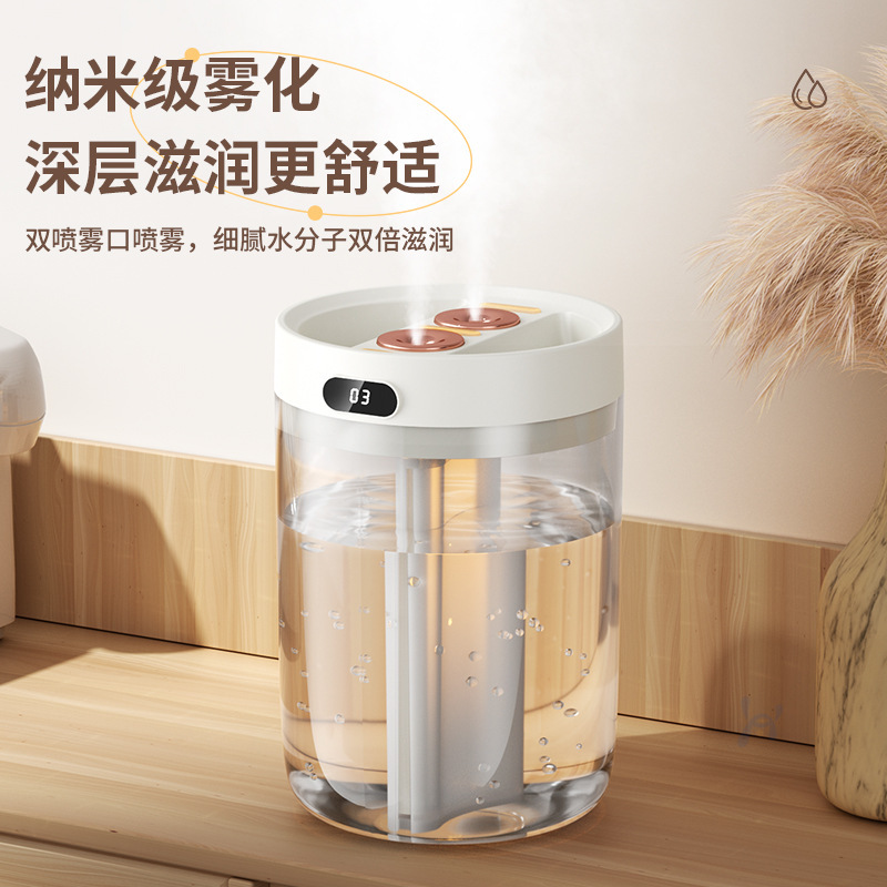 家用大容量加湿器USB双喷雾家用宿舍办公室卧室桌面带小夜灯|undefined