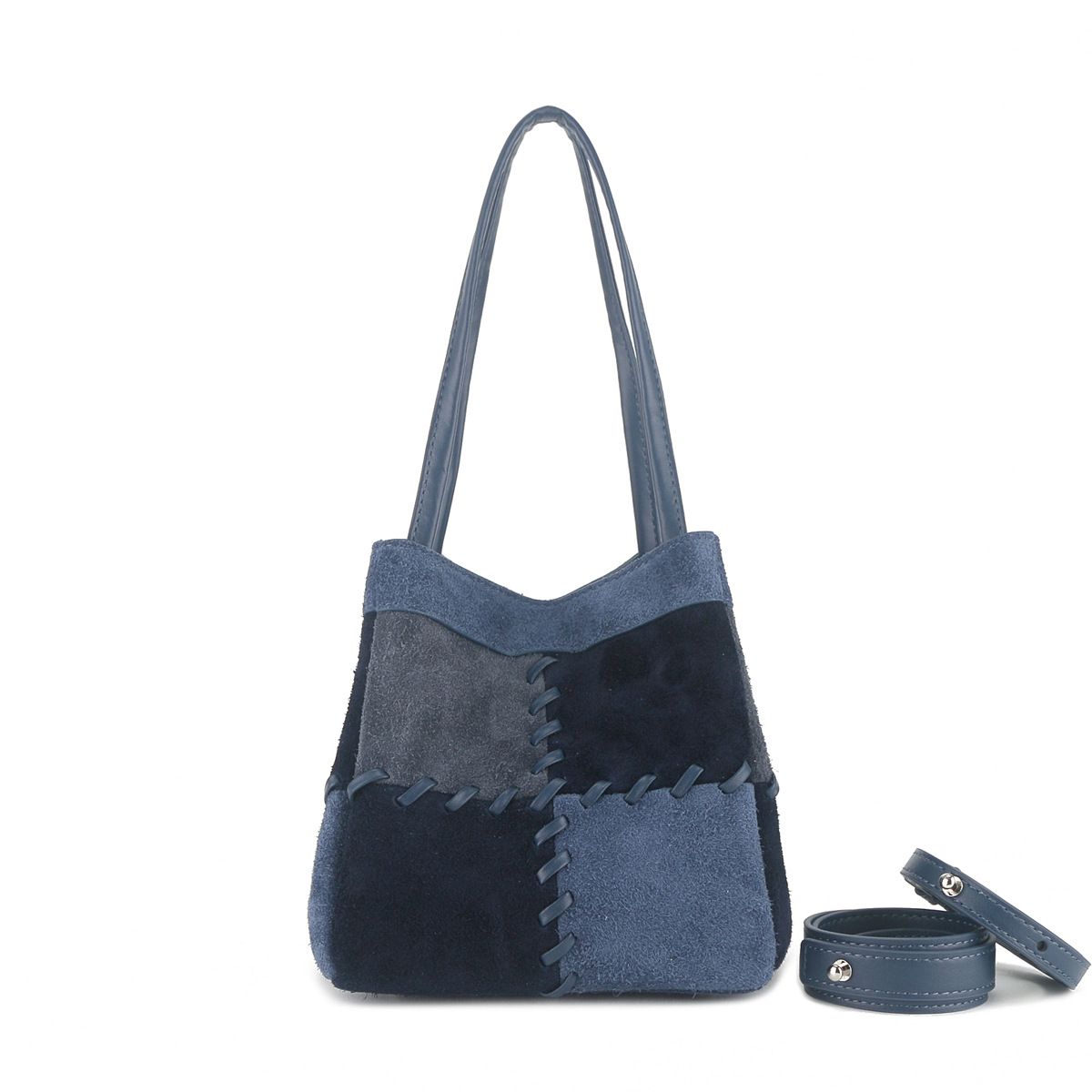 Niche New Retro Matte Cowhide Basket Handbag Contrast Color Dice Bag Fashion Shoulder Bag For Women - Thumbnail 6