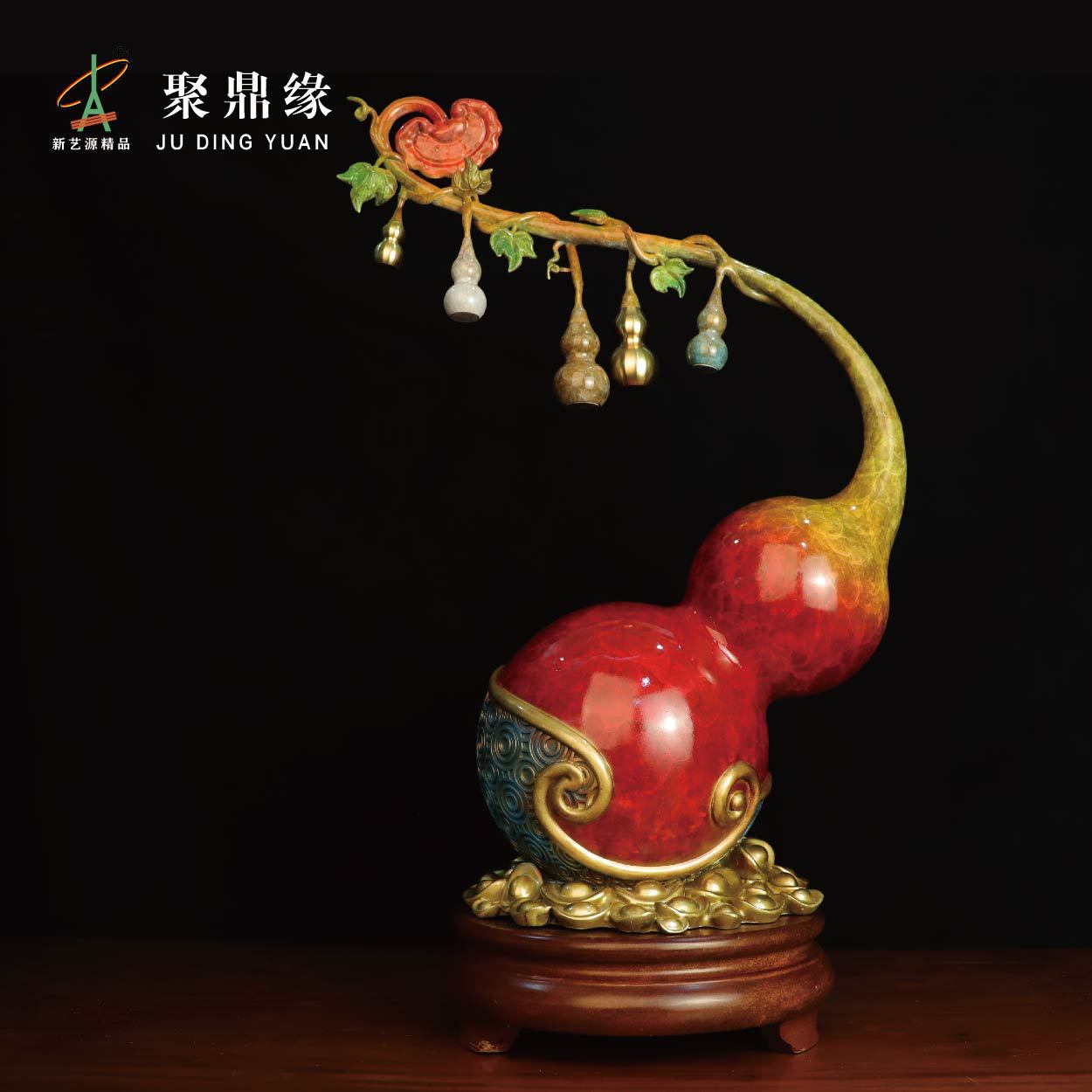 五福临门铜葫芦摆件乔迁新居礼物祠堂供奉纪念品公司店铺开业礼品