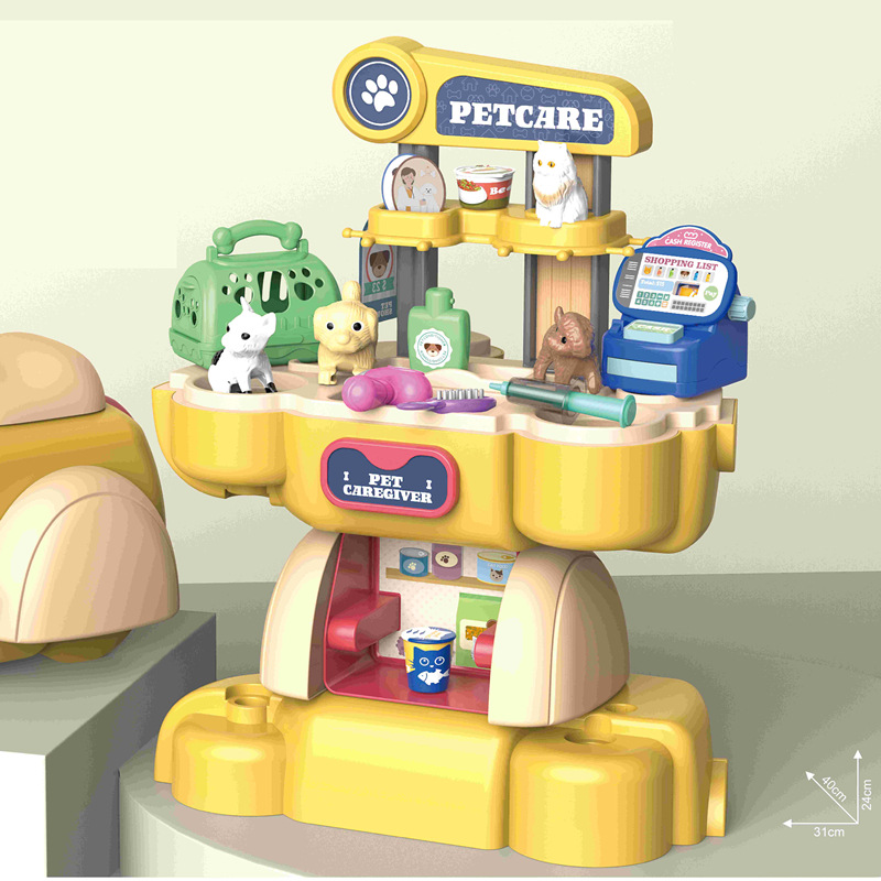 El comercio exterior de LOS NIÑOS 2-en-1 Herramienta de reparación de simulación de maquillaje cocina supermercado Casa de juego de mascotas motocicleta juguete