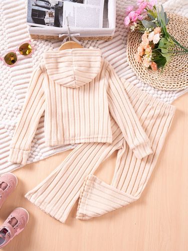 Cross-border best-selling girls' spring/fall set: soft, skin-friendly hooded knit sweater paired with casual, solid-color long-sleeve pants for autumn and winter.
