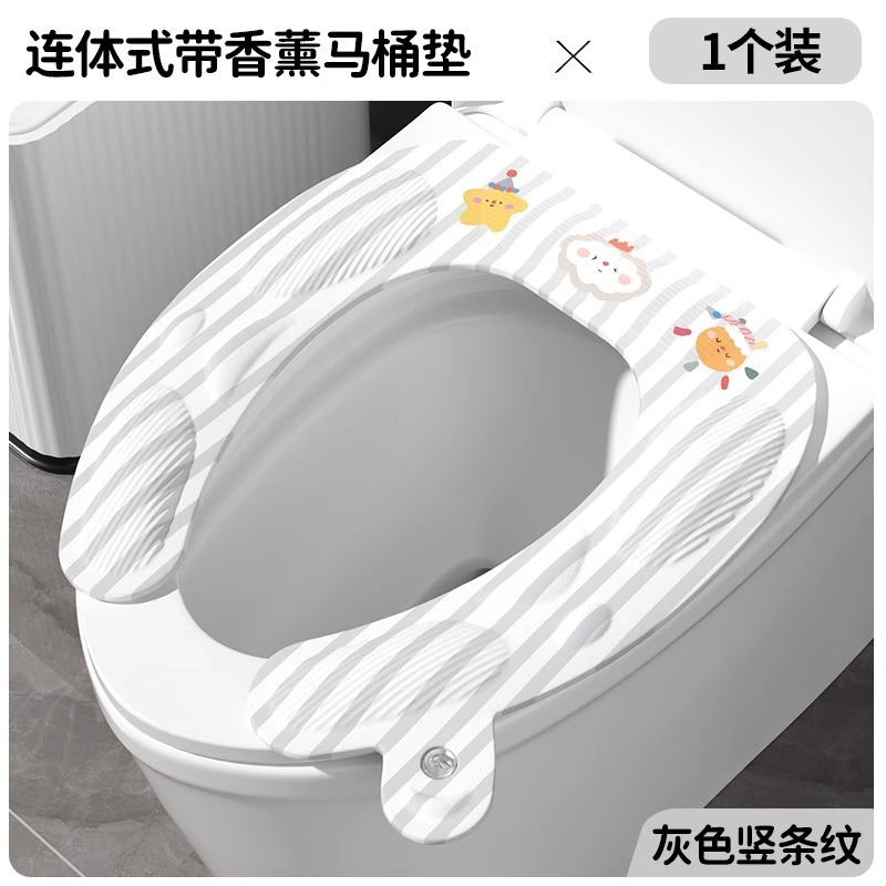 オールシーズン対応のトイレマット、家庭用トイレ防水シートクッション、トイレステッカー、アロマテラピー粘着便座パッキン付き|undefined