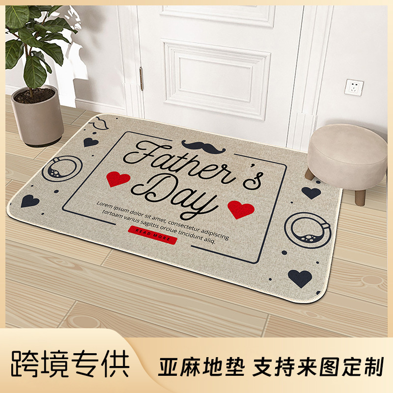Linen Rubber Floor Mats for Bedrooms, Entrance Doors, Kitchens, Bathroom Mats, Non-Slip Foot Mats, Non-Slip Absorbent Floor Mats