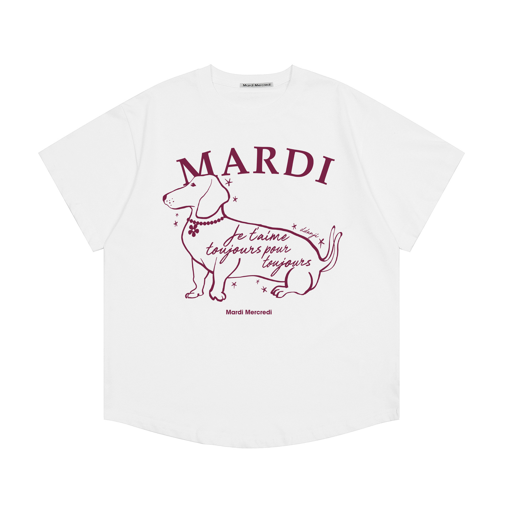 現物韓国潮牌Mardi半袖女性25夏新作デイジープリント丸襟純綿上着tシャツ代発
