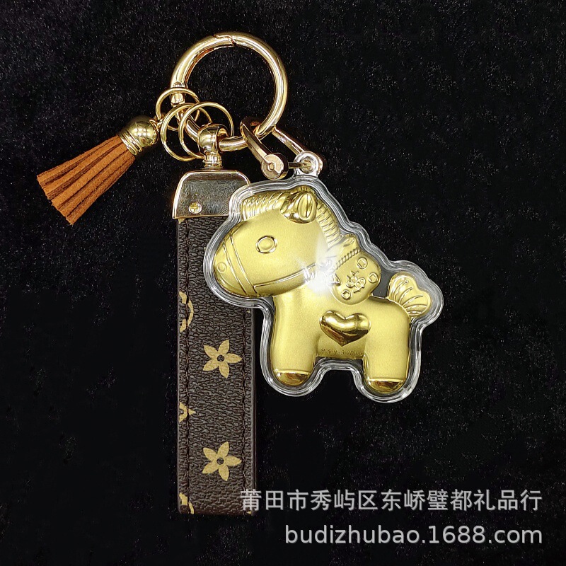 Pure Gold Year of the Horse Cartoon Zodiac Charm Phone Chain Keychain Bag Pendant Gift for Friends Pure Gold Year of the Horse Cartoon Zodiac Charm Phone Chain Keychain Bag Pendant Gift for Friends
