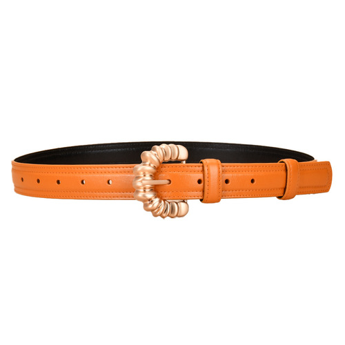Women's Belt Irregular Letter Buckle Simple Belt Real Cowhide Korean Version Versatile Women's Belt Manufacturer Wholesale