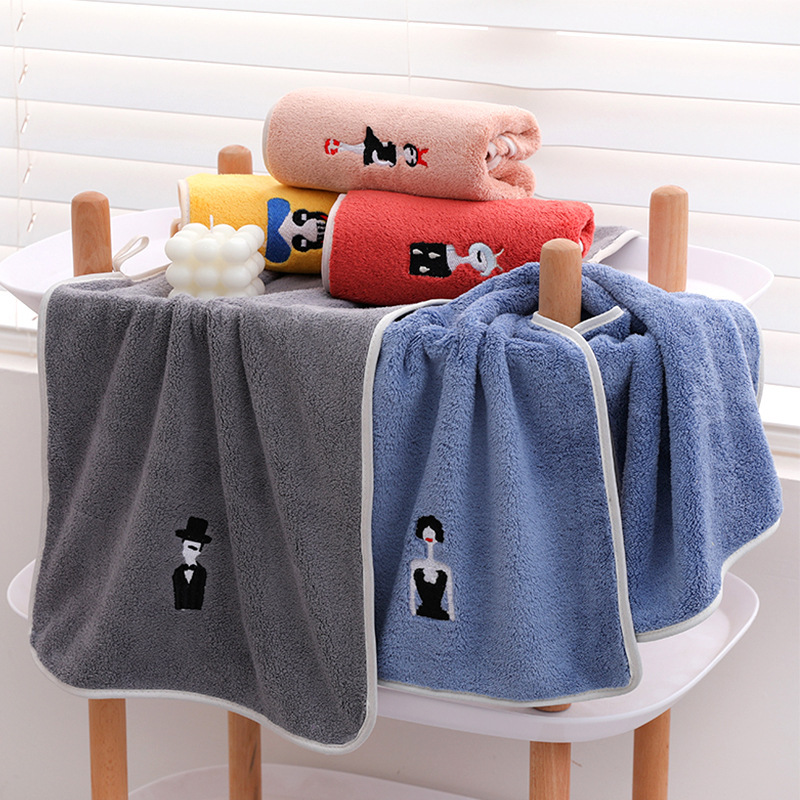 Coral fleece thickened towel bath towel suit cartoon character household soft absorbent face towel couple bath towel
