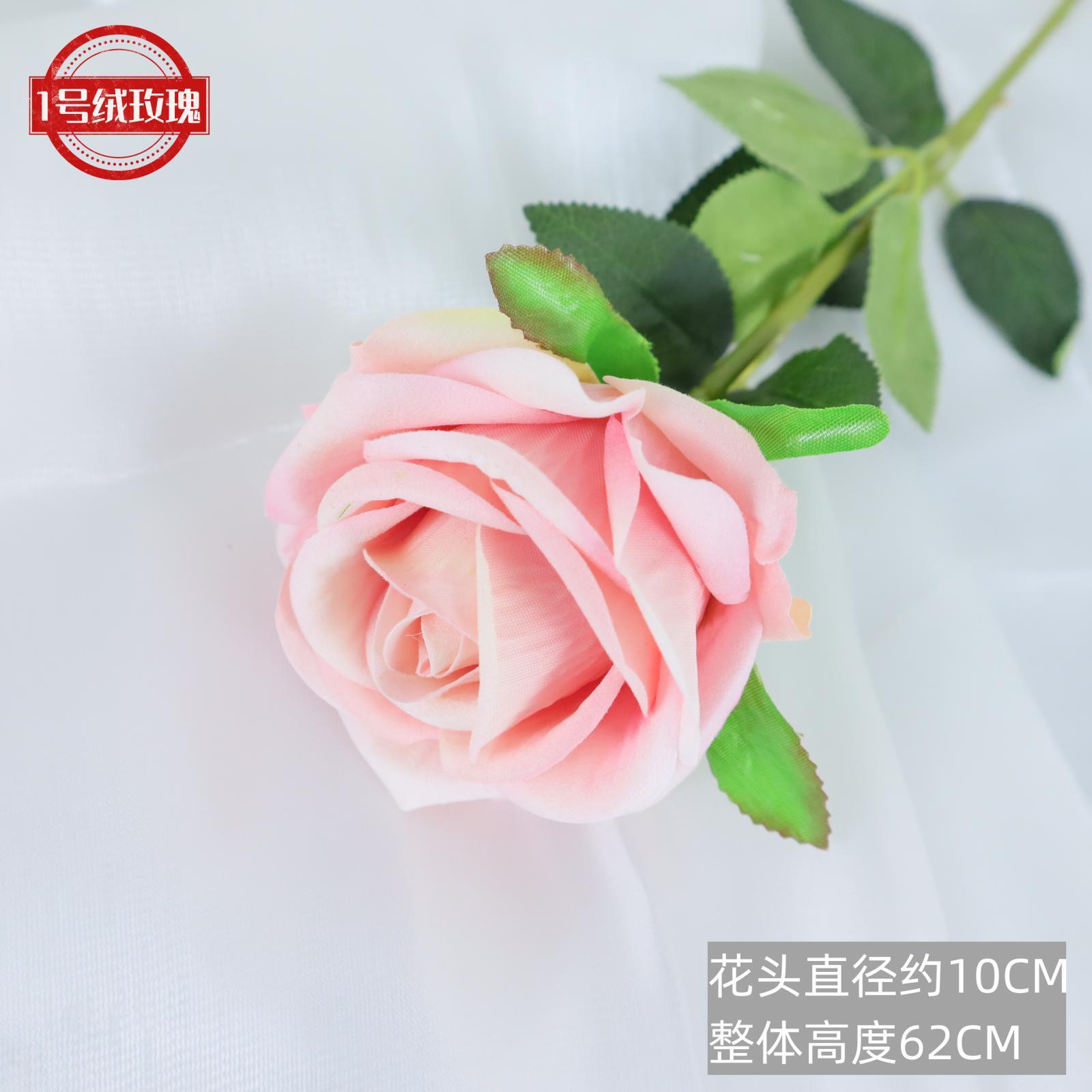 Rosa artificial sensación franela Rosa flor artificial ramo de la boda flor artificial Flor de seda hogar de gama alta al por mayor