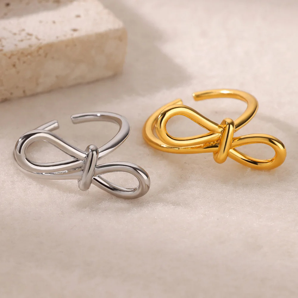 5g Weight 0.03µm-0.05µm Gold Plating Thickness PVD Coated Gold Plating Process 18K Real Gold Plated Plating Material Stone-Free Inlay Material Open Rings Classification 1 Piece Quantity Holiday, Daily Occasion 304 Stainless Steel Material Bow Knot Pattern All Seasons Season Women's Gender Vacation, Simple Style Style Waterproof Non Tarnish Craft PVD Coated Real Gold Plated Bow Knot 304 Stainless Steel Vacation Simple Style Waterproof Non Tarnish Open Rings 5
