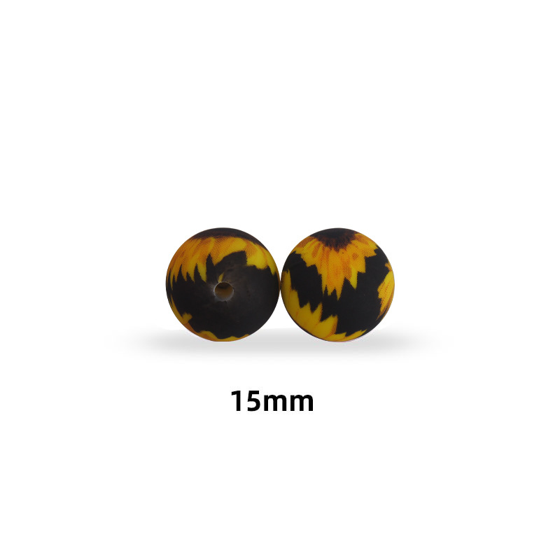 15mm leopardo pétalo color cuentas de transferencia de agua granos de silicona de calidad alimentaria DIY joyería chupete cadena teether pulsera