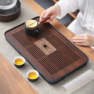 Tea Tray Household Tray Kung Fu Tea Set suit 2023 New Tea Sea Bamboo Solid Wood Living Room Drain Water Dry Soaking Small Italian Competition