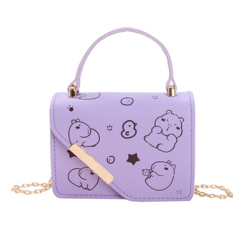 Bolso de hombro para niños y niñas de estilo coreano, bolso de bebé con estampado de estilo occidental lindo de dibujos animados, nuevo mini bolso de cadena para niños