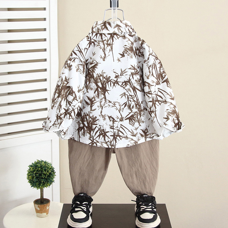 6056 Hanfu Boys Otoño Estilo chino 2024 Nuevos niños Primavera y otoño Nuevo traje chino Tang Traje de otoño para bebés Traje antiguo