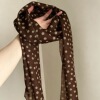 5# brown green polka dot triangle silk scarf about 180cm