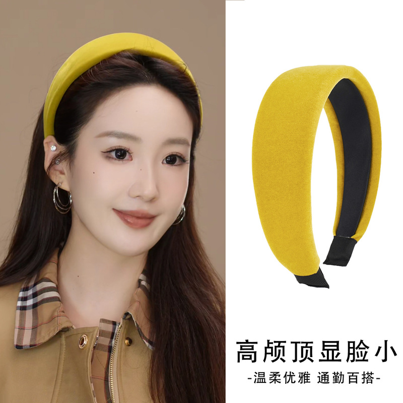 温柔丝绒海绵宽边发箍女高颅顶防滑洗脸发卡不勒头显脸小头箍头饰|undefined
