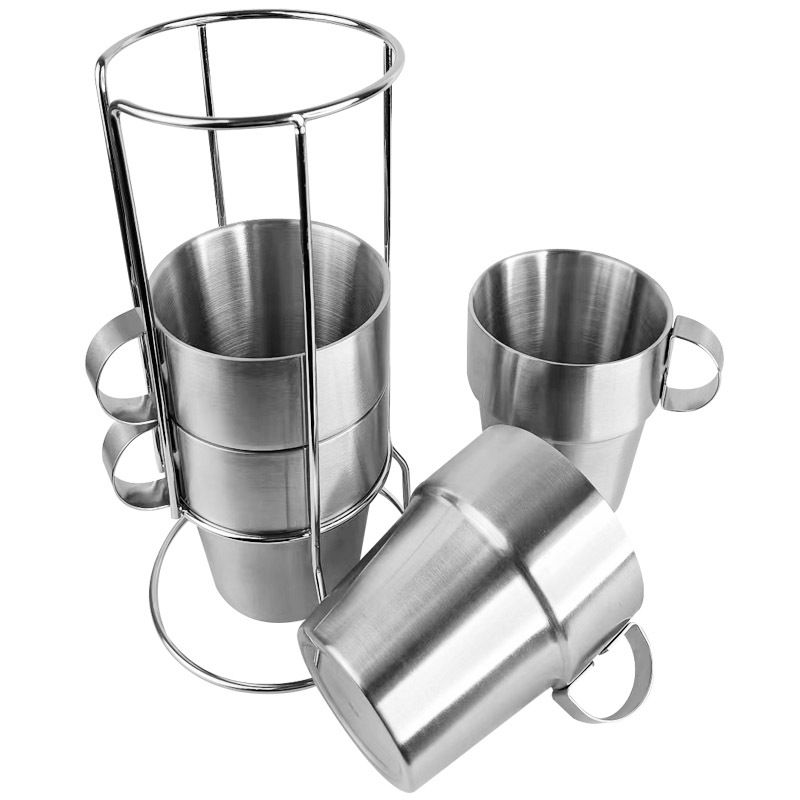 Al aire libre no magnético de acero inoxidable de doble capa taza de 4 piezas conjunto de picnic aislamiento térmico anti-escaldado taza de café taza de cerveza al por mayor