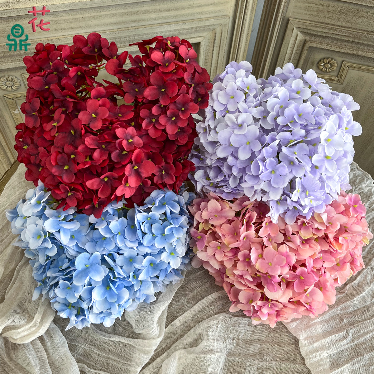 Hortensia enduit à cinq têtes Hydrangea Hotel Restaurant Arch Décoration de la scène des fleurs en soie