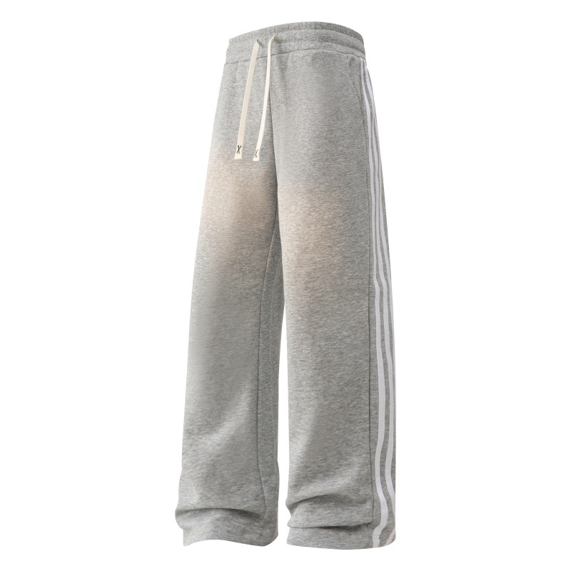 Primavera y otoño de hombre tres barras juego deportivo de cuello vertical medio cremallera camiseta pantalones de dos piezas juego de ropa deportiva de carrera casual