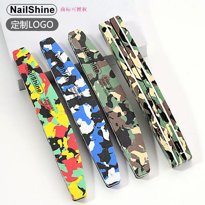 Nailshine迷彩半月海绵抛光搓海绵指甲搓指甲锉美甲打磨挫条