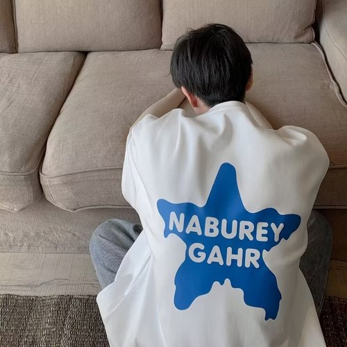 Men's Summer American Streetwear Print Youth Loose Casual Student Five-Button Short Sleeve T-shirt