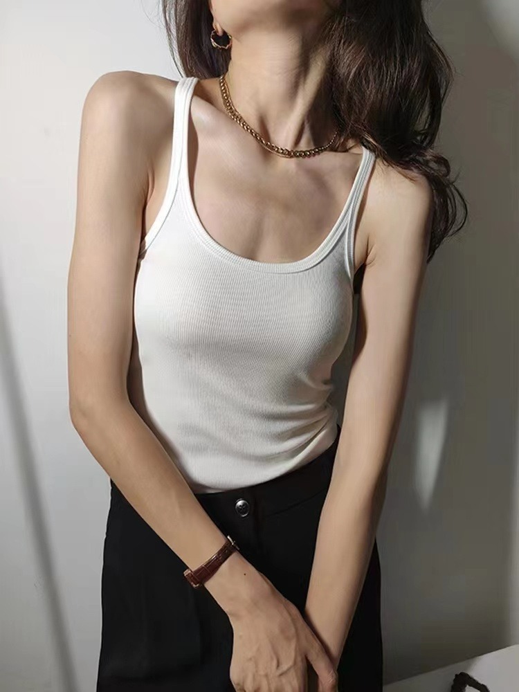 고탄성 립드 코튼 소재로 제작된 2026년 여름 신상 핫걸 스타일 여성용 레이스업 탱크탑, 이너웨어 또는 아우터웨어로 착용 가능한 아름다운 등 디자인의 탑