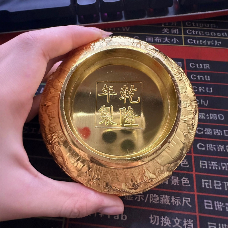 龙腾盛世掐丝珐琅金碗仿古大清乾隆年制双龙碗景泰蓝生肖家居摆件|undefined
