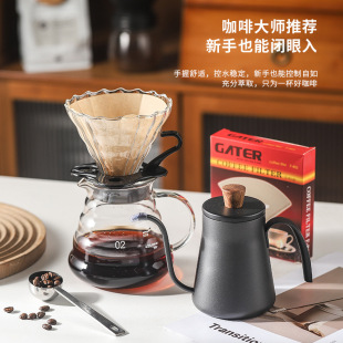 Stainless Steel Hand Brewing Pot Beginner Hand Brewing Coffee Set Combination Coffee Glass Filter Pot Sharing Pot Filter Paper Set