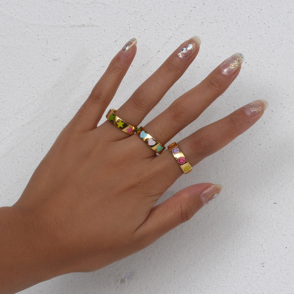 Cute Smiley Face Stainless Steel Rings Metal Stainless Steel Rings