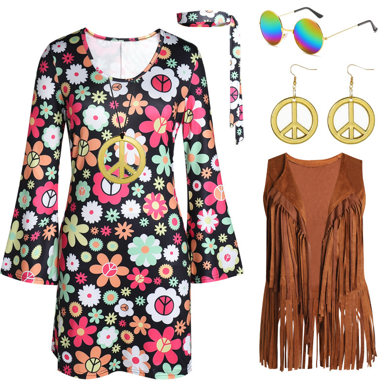 Halloween European and American hippie adult 60 70 80 s disco carnival disco costume 2300 Halloween European and American hippie adult 60 70 80 s disco carnival disco costume 2300