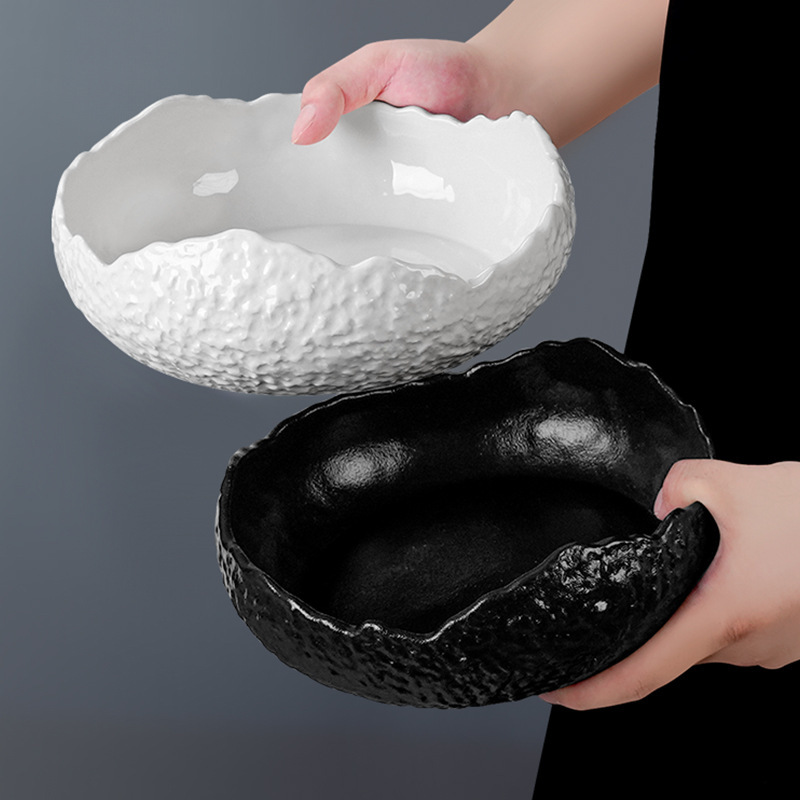 简约浮雕汤碗高级感甜品碗陶瓷餐具餐厅高颜值创意凉菜酒店沙拉碗|undefined