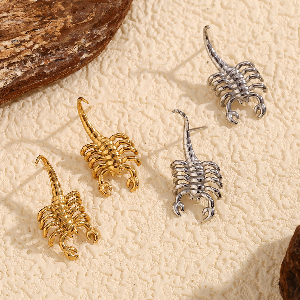 Scorpion Pendant Stainless Steel Earrings