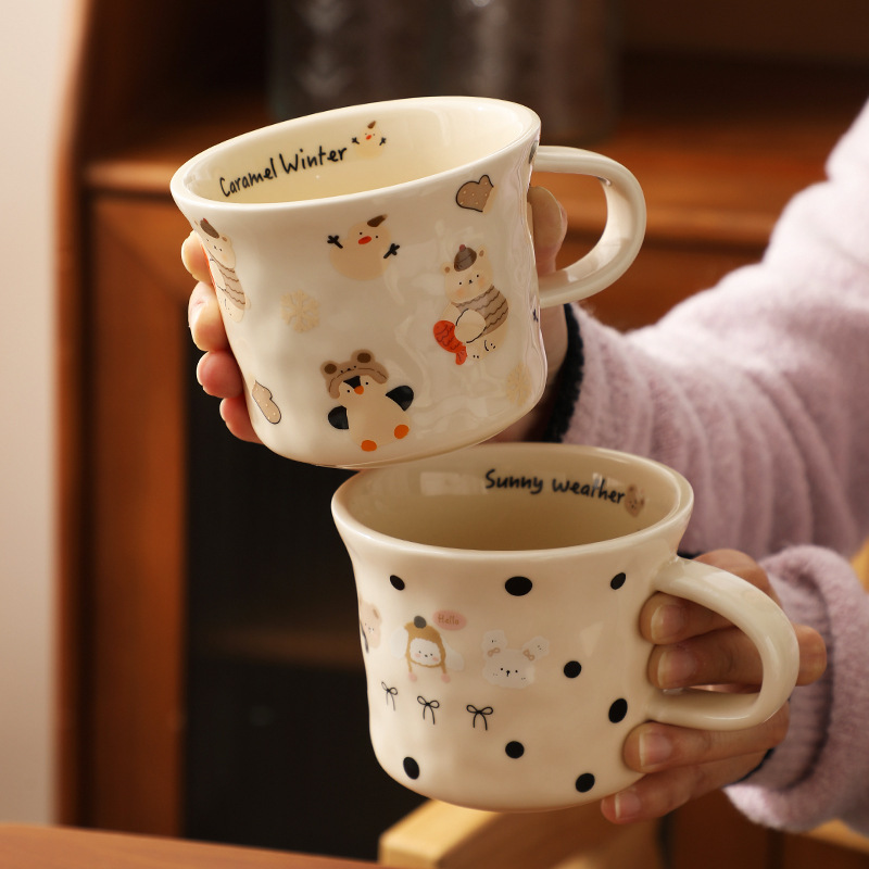 Creative Cute Cartoon Ceramic Cup Korean Hand Kneading Coffee Cup Household Tea Cup Breakfast Cup Mug Drinking Cup Creative Cute Cartoon Ceramic Cup Korean Hand Kneading Coffee Cup Household Tea Cup Breakfast Cup Mug Drinking Cup