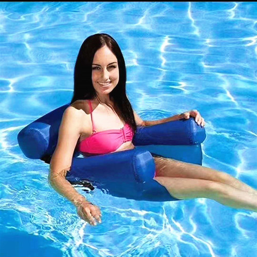 Cross-border new inflatable floating raft swimming pool hanging net foldable striped floating drain water floating chair inflatable floating bed