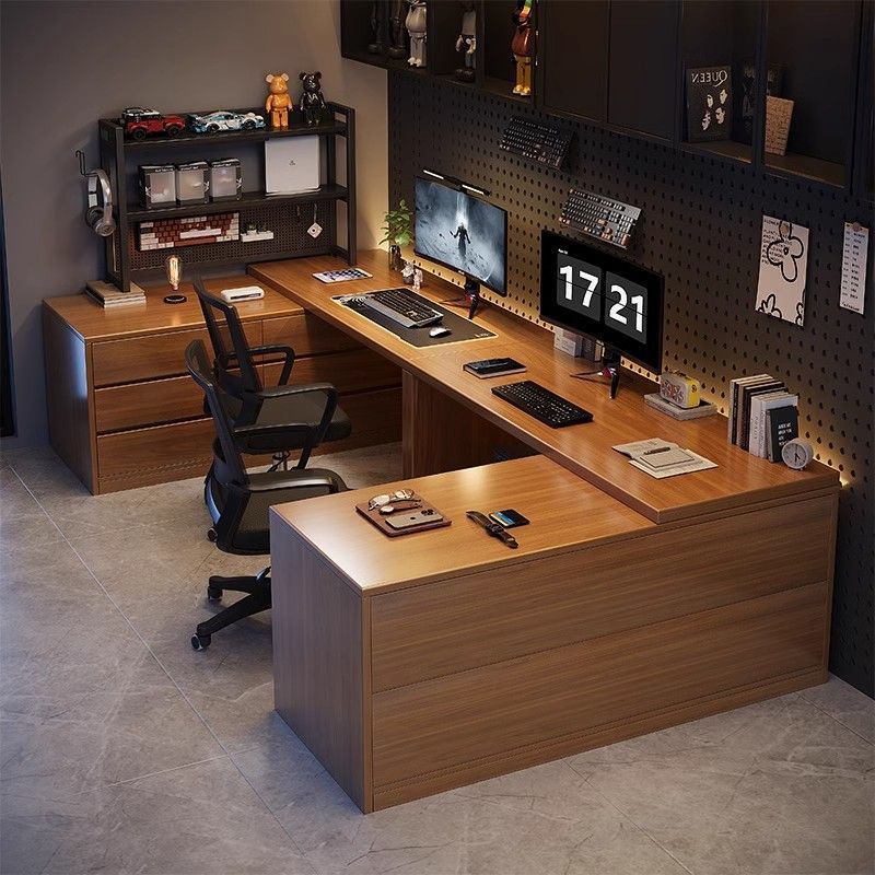 Computer Desk Desktop Home Double Solid Wood Gaming Table Student Study Desk Office Desk Bedroom Integrated Dressing Table